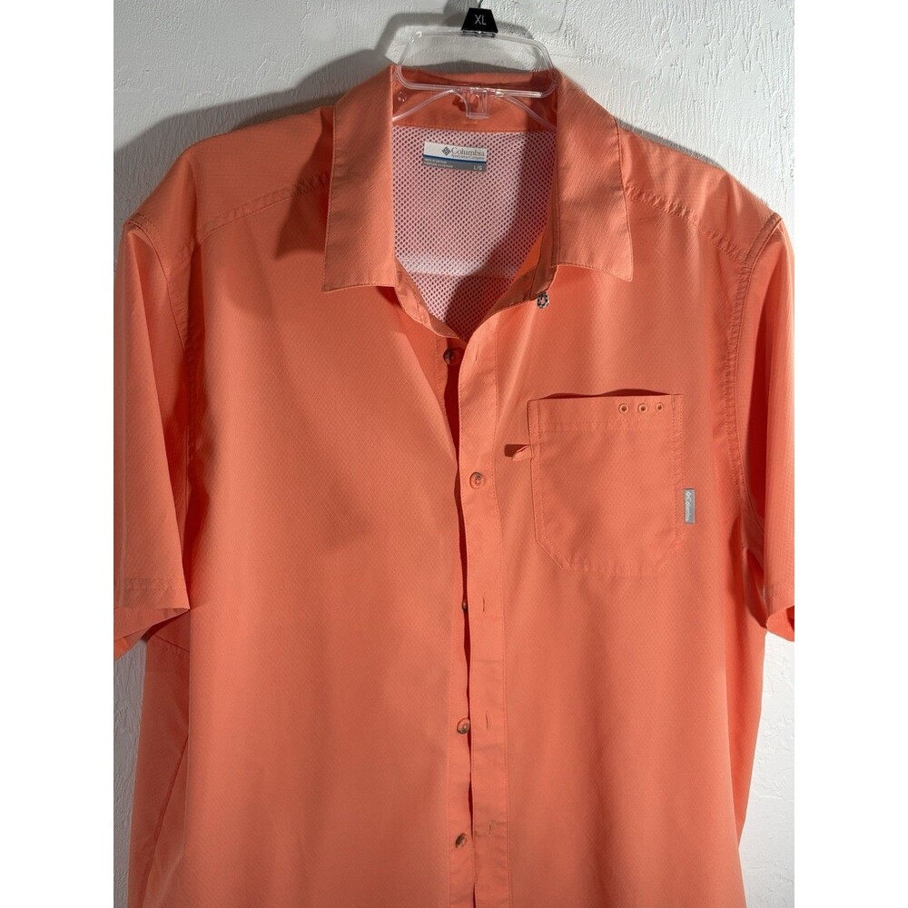 Columbia PFG Omni Shade Vented Short SL Orange Wicking Men Shirt Sz XL Fishing